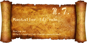Mastaller Tünde névjegykártya